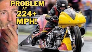 Top Fuel Motorcycle CRASHES into Block at 224 MPH 😮 [upl. by Nollad402]