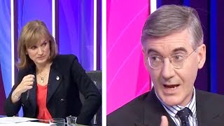 Absolutely wrong Moment Jacob Rees Mogg slaps Fiona Bruce during BBC QT row [upl. by Josler]