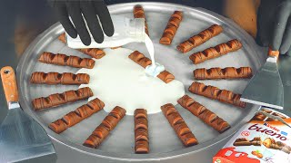 ASMR  massive kinder Bueno Ice Cream Rolls  how to make Ice Cream with lots of Chocolate Bars  4k [upl. by Joice]