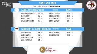 Sandhurst CC Berks Friendly XI v Langley CC Sunday 1st XI [upl. by Htinnek]