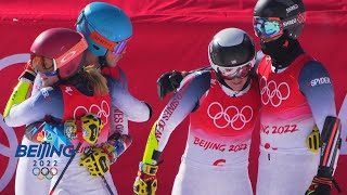 Mikaela Shiffrin US just miss podium in mixed team event  Winter Olympics 2022  NBC Sports [upl. by Fara]