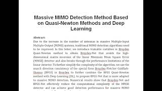 Massive MIMO Detection Method Based on Quasi Newton Methods and Deep Learning [upl. by Suisyola453]