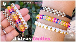 ⚡️3 Pulseras fáciles de hilo y mostacillas⚡️Macrame [upl. by Silberman]