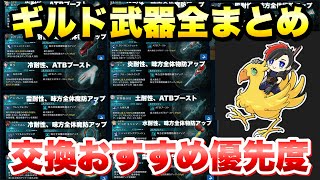 【FF7EC】ギルド武器まとめ 交換おすすめ 優先度解説！最強の武器はどれだ？！ 釘バットなど！ 新Rアビ ATBブーストも！ 【エバクラ】ファイナルファンタジー 7 エバークライシス 攻略 [upl. by Sotos343]