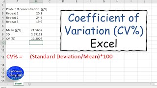 The Coefficient Of Variation calculation in Excel [upl. by Julis238]