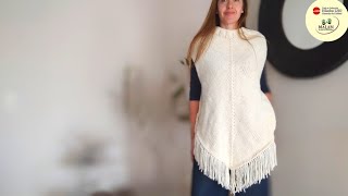 Poncho Pino en dos agujas super fácil para principiantes Bebes niños y adultos tricot palillos [upl. by Redyr]