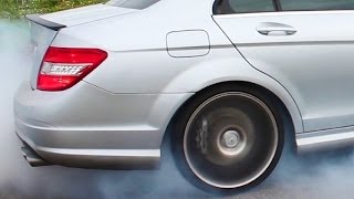 Mercedes C63 AMG in Action Best of 2013 Onboard Burnout Kickdown Acceleration V8 Sound Revs Donuts [upl. by Frida]