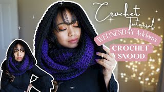 🖤WEDNESDAY ADDAMS INSPIRED CROCHET SNOOD🥀 EASY CROCHET SNOOD SCARF crochet howto [upl. by Jollenta875]