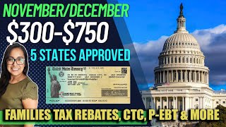 NEW STIMULUS CHECK IN NOVEMBER AND DECEMBER 2023 750 REBATES amp 300 GRANT 5 STATES [upl. by Caressa]