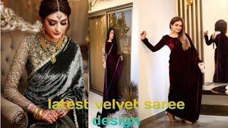 Latest velvet saree collectionVelvet Saree Designs 2024dress design style [upl. by Adliw]