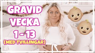 GRAVID VECKA FÖR VECKA  vecka 1  13 med tvillingar [upl. by Noiemad57]