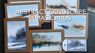 PAINT 4 QUICK Beginners ABSTRACT LANDSCAPE XMAS CARDS Loose Watercolor PAINTING Techniques Tutorial [upl. by Averyl655]