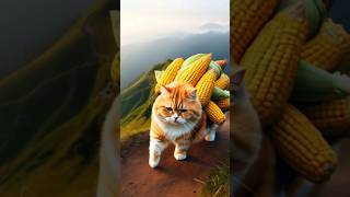 Cat Harvests Corn On The Top Of The Mountain cat animals unstoppable funny [upl. by Lebaron445]