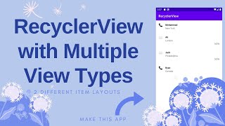 Multi view RecyclerView  getItemViewType  Android RecyclerView Tutorial [upl. by Nnoj252]