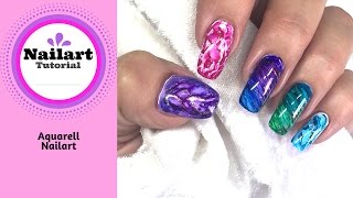 Aquarell Nailart auf Gelnägeln Gelnägel nachfüllen Nageldesign [upl. by Honey]