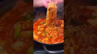 BUDAE JJIGAE SPICY RAMEN PULL POCHA HOUSE SACRAMENTO CA spicyramen [upl. by Denbrook]