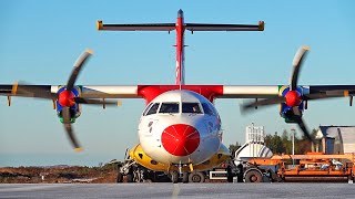 DAT ATR42 startup and landing at Stord Airport Jan 2021 [upl. by Carew]