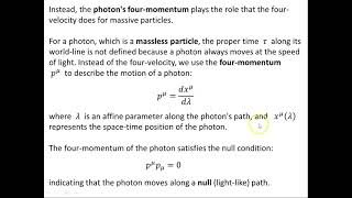 Introduction to the Four Velocity and Four Momentum of a Photon  1 [upl. by Nodnek309]