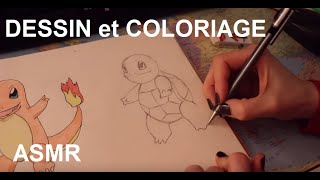 ASMR français  Dessin et coloriage  Carapuce Pokémon [upl. by Annavaj]