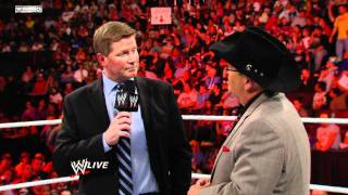 Raw  Interim GM John Laurinaitis fires Jim Ross [upl. by Llarret746]