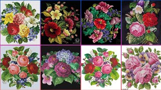 Floral cross stitch Hand embroidery thick cotton  Beautifull Hand cross stitch [upl. by Petrick]