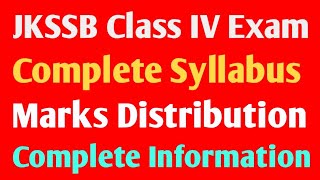 jkssb class IV complete syllabusmarks distribution complete information [upl. by Lothair]