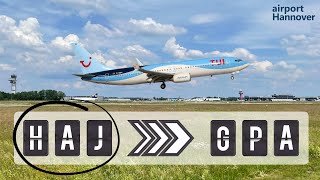 TUIfly takeoff from Hannover airport HAJ  Boeing 737800 [upl. by Hahnke]