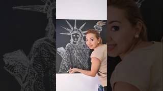 Chalkboard Drawing Statue of Liberty chalkart relaxing artist statue drawing [upl. by Ynavoeg]