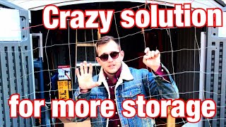 Plastic Shed Overhead Storage from Wire Fence  DIY Trash to Treasure vlog 2020 [upl. by Malda374]