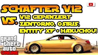 GTA 5 Online  Schafter V12 Speed Test VS V12 Gepanzert Zentorno Osiris Entity XF amp Hakuchou [upl. by Goldshlag]