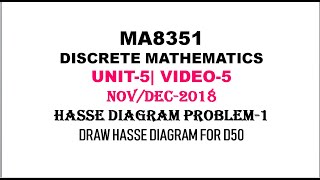 HASSE DIAGRAM PROBLEM1  MA8351 DISCRETE MATHEMATICS UNIT5 VIDEO5 [upl. by Erin872]