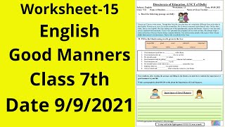 Worksheet 15 English class 7 9921  English class 7  English worksheet 15 [upl. by Rosinski21]