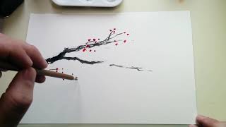 Japanese sumie style tree branch [upl. by Allicserp]