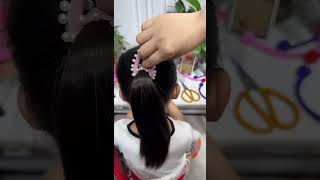 High elastic hair band Childrens hairstyle Simple and beautiful hairstyle [upl. by Eilahtan]