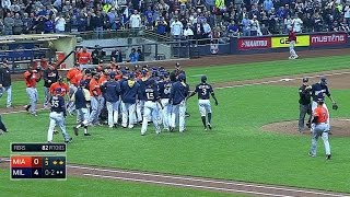 Benches clear after Johnson strikes out [upl. by Rolo885]