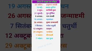 April 2024 calender से शेष पर्व  calender2024  2024 ka calendar vinodjgrstudy shorts [upl. by Arayt]