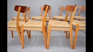 Set of 8 vintage CH23 chairs by Hans Wegner [upl. by Patricia]