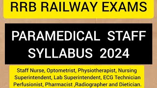 RRB PARAMEDICAL STAFF RECRUITMENT COMPLETE SYLLABUS [upl. by Kwabena166]