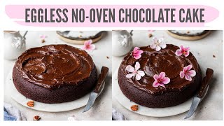 NO OVEN EGGLESS CHOCOLATE CAKE  BEST EGGLESS CHOCOLATE CAKE WITHOUT OVEN  CHOCOLATE CAKE IN A PAN [upl. by Sitnik906]