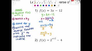 Finding inverses algebraically [upl. by Veron]