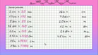 JEDNOSTKI DŁUGOŚCI zamiana jednostek  klasa 4 zadanie 1 [upl. by Adikram]