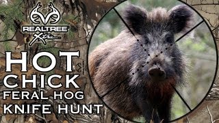 Hot Chick Feral Hog Knife Hunt [upl. by Cyndy]