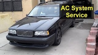 How to recharge the basic AC service on the Volvo 850 S70 V70 XC70  VOTD [upl. by Kcin]