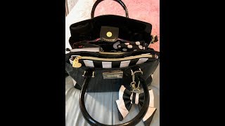 Whats in my Betsey Johnson Black amp White Satchel Tote Bag [upl. by Zobkiw]