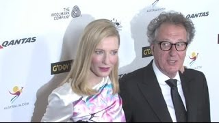 GEOFFREY RUSH and CATE BLANCHETT arrive together at GDay USA gala [upl. by Hoenack]