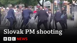 Video shows moment Slovak Prime Minister shot multiple times by 71yearold gunman  BBC News [upl. by Ydna]