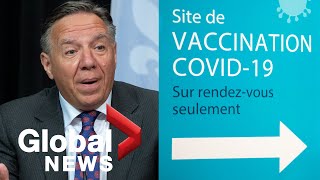 Quebec mandates COVID19 vaccinations for healthcare providers who work with patients  FULL [upl. by Ayifa]