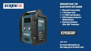 ERBAUER ERB694RDI DAB  FM BLUETOOTH SITE RADIO Screwfix [upl. by Nylednarb163]