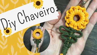 Diy Chaveiro Flor Macrame  macrame flower keychain 🗝️🌻 [upl. by Rennoc]