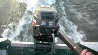 15hp Force Gamefisher outboard Boat Motor running on 14 Crestliner [upl. by Aizatsana]